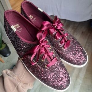 Keds x Kate Spade Champion Maroon Glitter Shoes